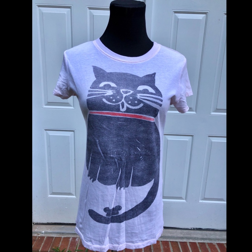 Light Pink Short Sleeve Cat T-Shirt